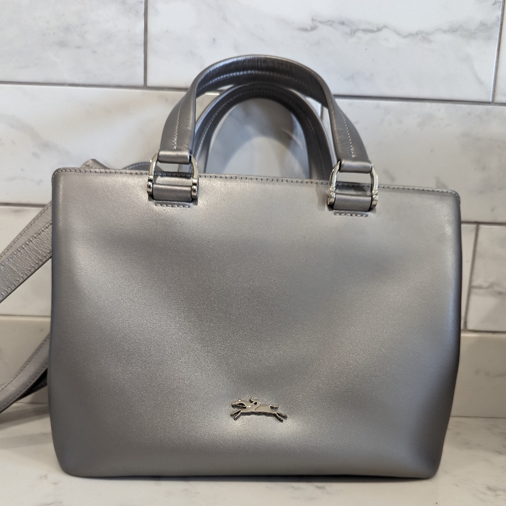 NWOT Silver Longchamp Honore Handbag